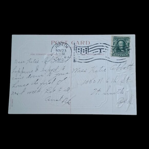 1909 Rare Antique Clapsaddle Greetings for Thanksgiving Day Postcard No. 51670 - Picture 4 of 7